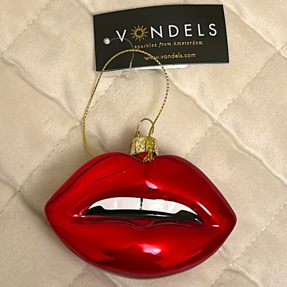 Vondels Lucious Lips Holiday Glass Ornament NEW Amsterdam - Picture 2 of 4